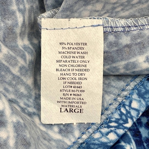 Jm Fleurette Multi-Tone Blue Chevron Print Sleeveless Tie Neck Sash Blouse - Picture 8 of 11